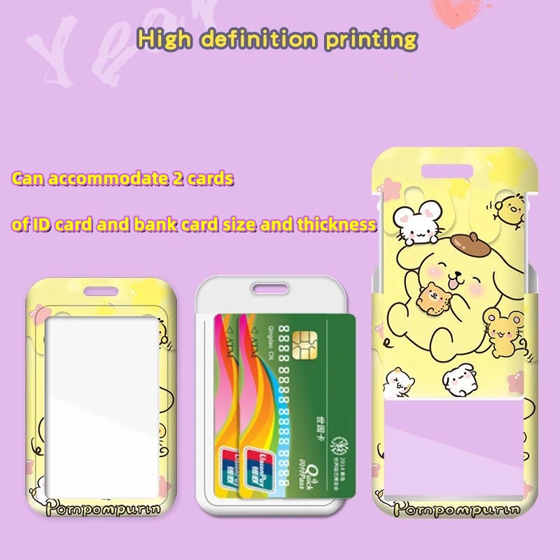 Sanrio Anime Lanyard untuk Kunci Tali Leher Kartu ID Hello Kitty Kuromi Kartu Izin Kerja Kartun Bagasi Asrama Tag Label Portabel