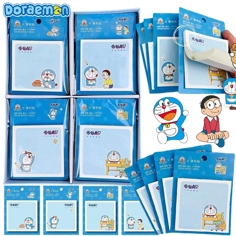 4 шт., липкие заметки Doraemon для офиса, школьные принадлежности, блокнот с героями мультфильмов, тетради, наклейки для холодильника, аксессуары, блокнот, подарки