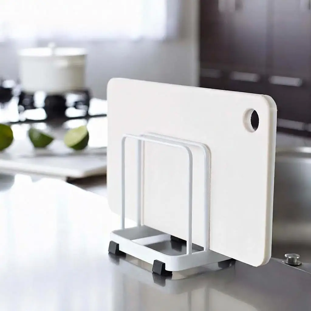 Kitchen Storage Rack Stand Cutting Board Organizer Multifunctional Cooking Utensils No Installation Required Pure Color Design