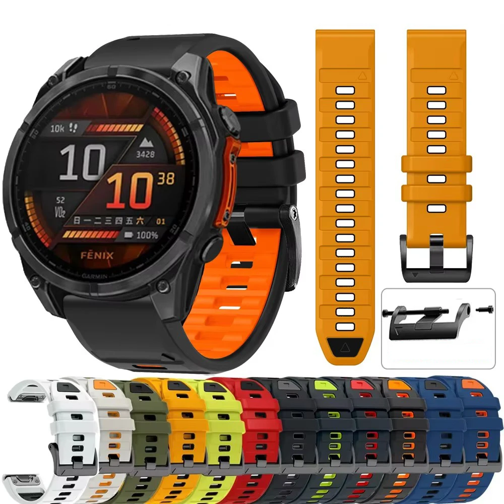 QuickFit 26mm 22mm Silicone Watch Band For Garmin Fenix 8 47mm 51mm 7 7X 6 6X 5 5X Plus/Enduro 3/Epix Pro Gen 2 Strap Bracelet