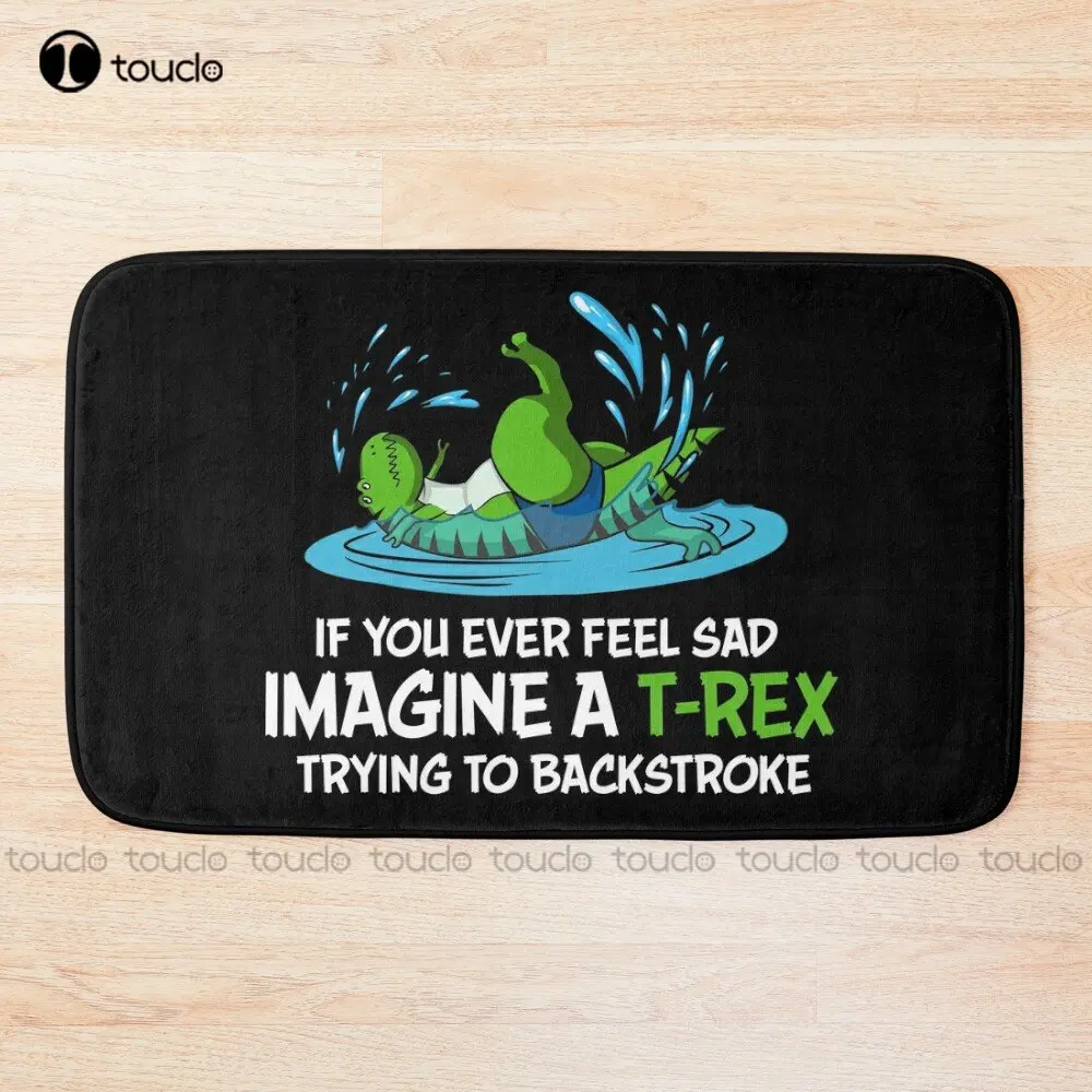 T-Rex Dinosaur Hates Backstroke Swimming Bath Mat Movies Bathmats