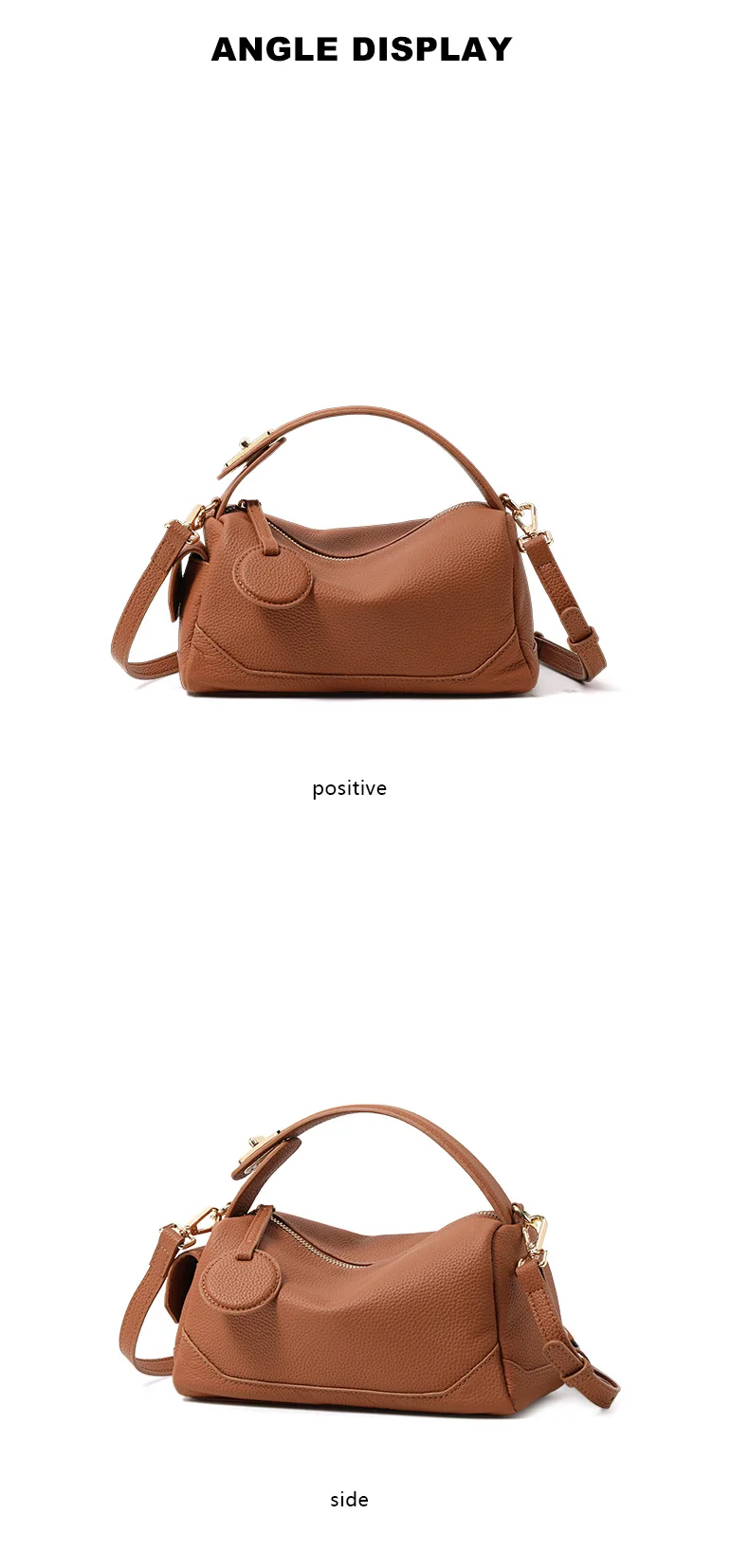 Retro Echtleder Tote Handtasche Damen Schulter-Umhängetasche Schlichte Elegante Pflanzlich Gegerbte Lederhandtasche – Detail 7