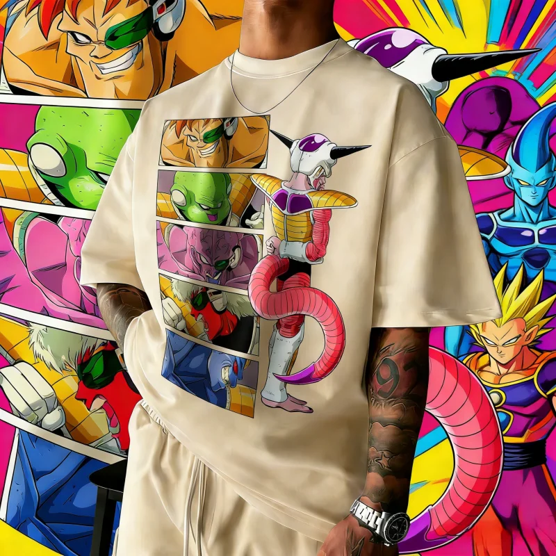 2026 Neues Sommer-T-Shirt zum 40-jährigen Jubiläum von Dragon Ball mit Frieza-Motiv, 100 % Baumwolle, Anime-Print, Übergröße, lässige Streetwear, Unisex, Y2K