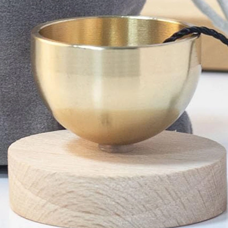 Small Singing Bowl Set Portable Brass Sound Bowl with Wooden Base Meditation Sound Bowl for Enhanced Stability