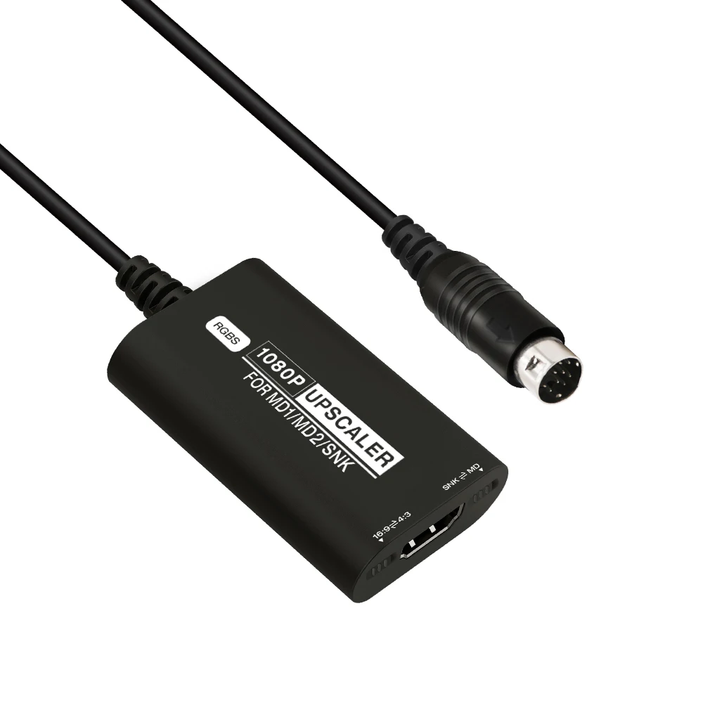 Конвертер Upscaler RGBS для игровой консоли SEGA MD1 MD2 SNK, адаптер Upscaler 1080P HDMI, конвертер с переключателем соотношения 16:9 4:3