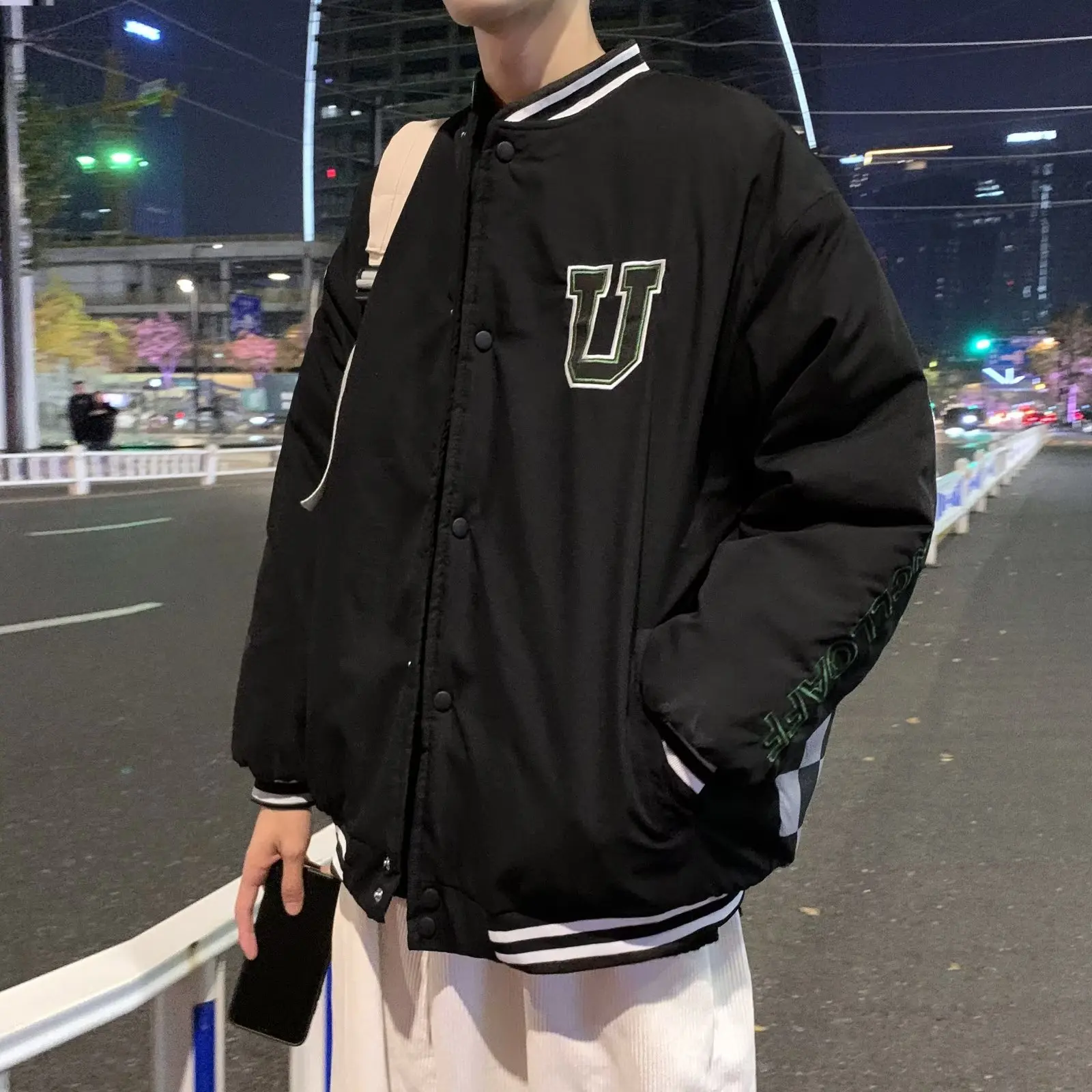 خريف شتاء كبير الحجم 250 Pou Ch مجلس نمط البيسبول Jaet الرجال ملابس خارجية فضفاضة غير رسمية هونغ كونغ Sle العصرية S...