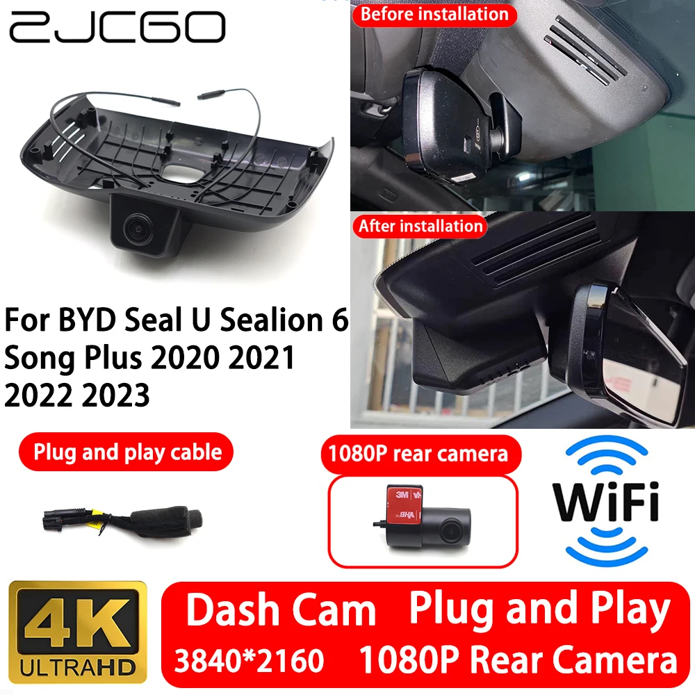 Caméra de tableau de bord avant et arrière 4K 2160P Wifi Plug and Play pour BYD Seal U Sealion 6 Song Plus 2020 2021 2022 2023