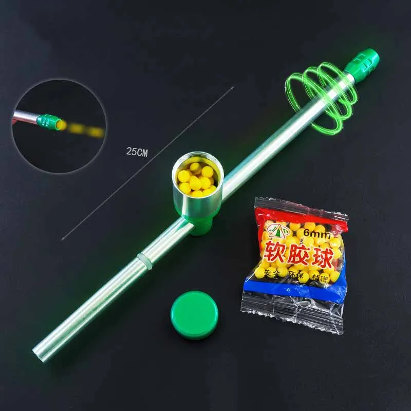 80/90 Childhood Nostalgia Children's Toys Aluminum Alloy Simulation Bamboo 25CM With Tube Catapult Toy Crafts Boys' Gifts