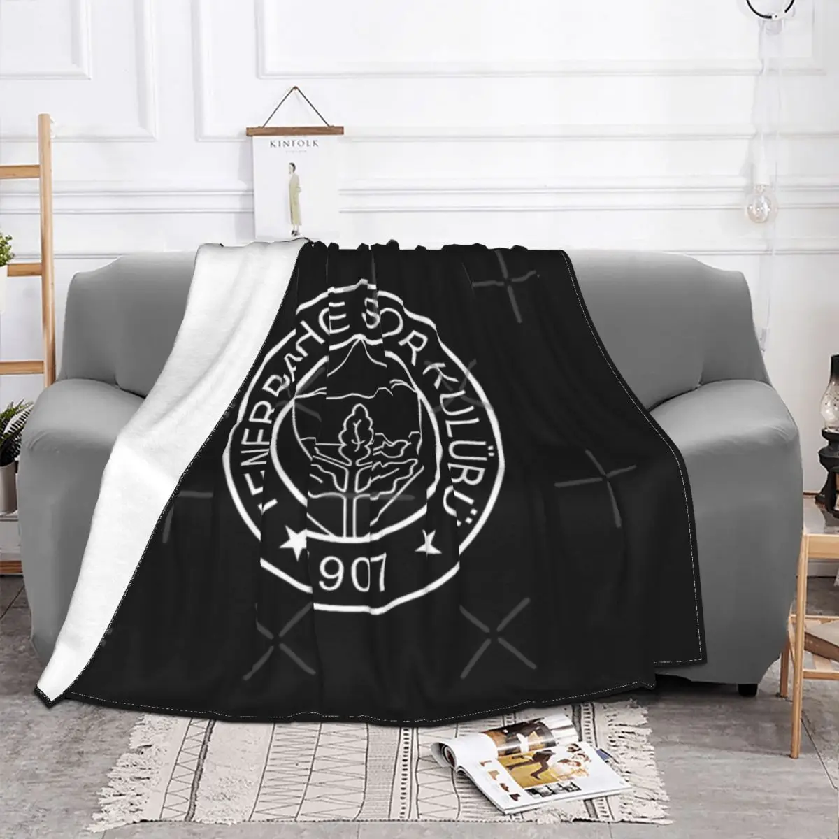 Fenerbahce Black No Stars Blanket Bedspread On The Bed Anime