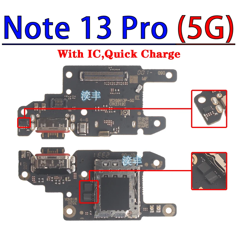 Usb Dock Charger Connector for Xiaomi Redmi Note 12 12S 13C Pro Plus + 4G 5G Charging Board Flex Ports