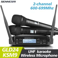 NEW! GLD24 KSM9 Professional Dual Wireless Microphone karaoke Home System Stage Performances UHF Dynamic 2 Channel Handheld