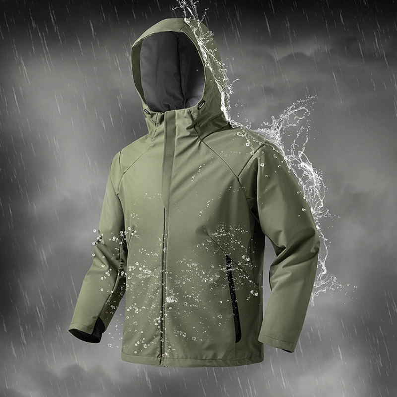 Men's Hooded Jacket for Work and Leisure, Suitable  Camping, Hiking, and Outdoor Activities. Waterproof and Windpro Coat