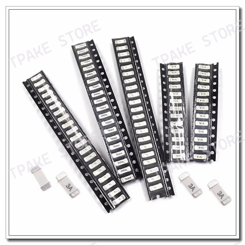 Fusível SMD 2410 de Derretimento Lento 125/250V com Várias Amperagens de 0.16A a 40A para Componentes Eletrônicos