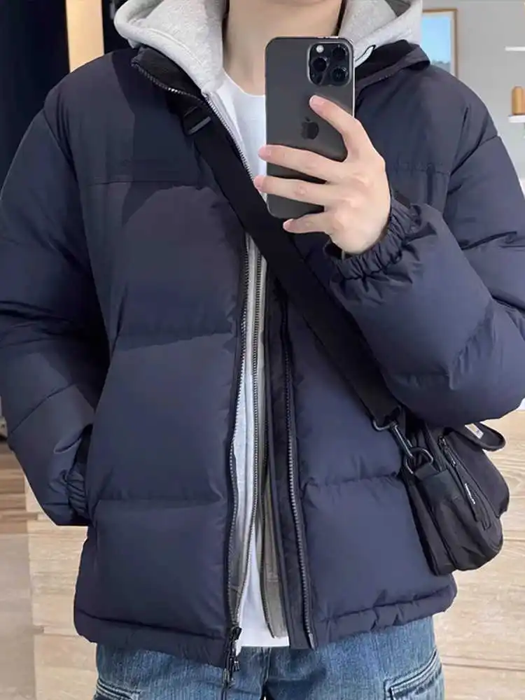 

Мужская зимняя куртка Cleanfit из теплого хлопка, темно-синяя, повседневная, свободного кроя, на полиэстеровой подкладке, на молнии