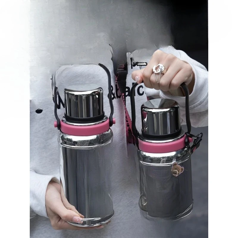 Large-capacity thermos cup and pot, new high-value stainless steel men and women go out to carry hot water thermos bottles
