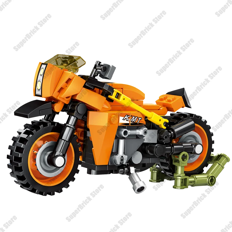 Urban Creativity Series Speed Champions OffRoad Vintage Motorbikes Building Block Touring Trailer Racing Classic Model Brick Toy