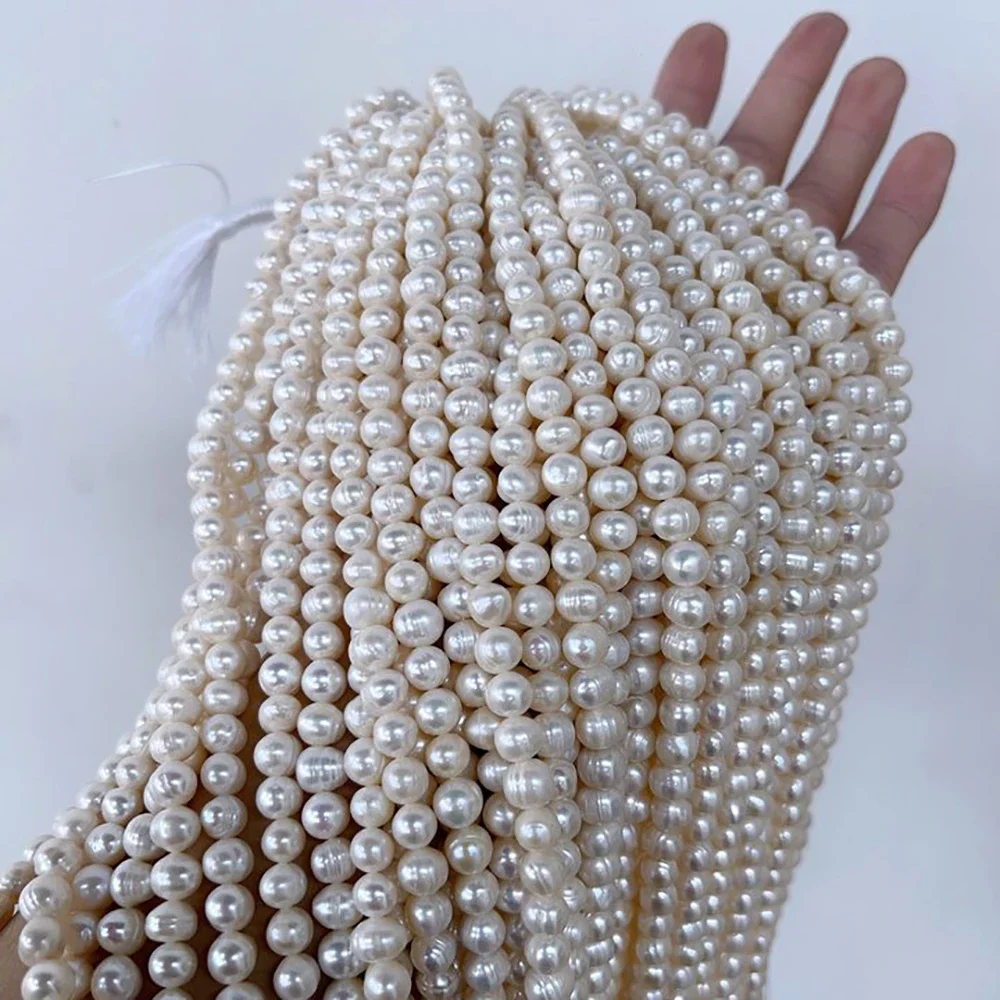 7-8mm AA Hot Sale New Real  Round Isolated Bead Wholesale Natural Freshwater Pearl Jewelry Make DIY Necklace Bracelet Women Gift