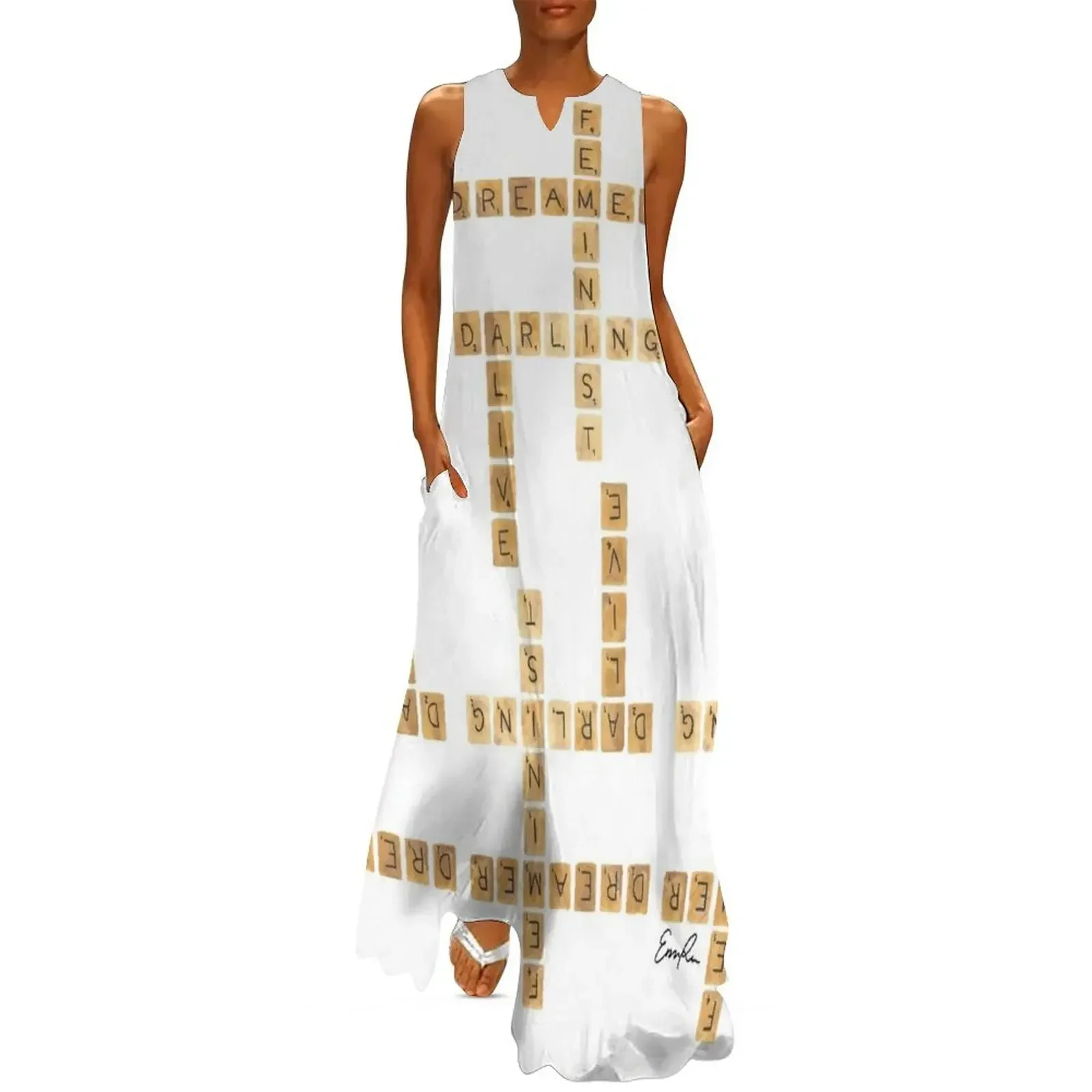 

Watercolor Scrabble Board for Dreamers Long Dress clothing women summer 2025 purple dress Dress