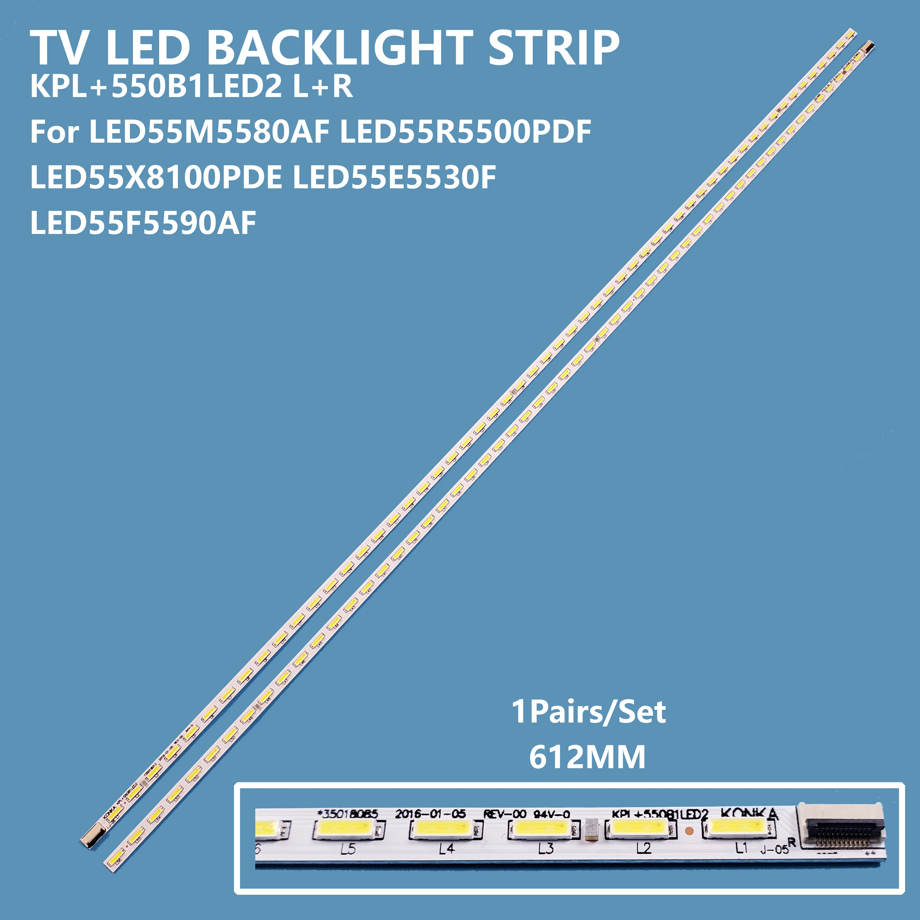 2PCS TV Backlight Strips Lights KPL+550B1LED2 L+R For LED55M5580AF LED55R5500PDF LED55X8100PDE LED55F5590AF Backlight TV LED