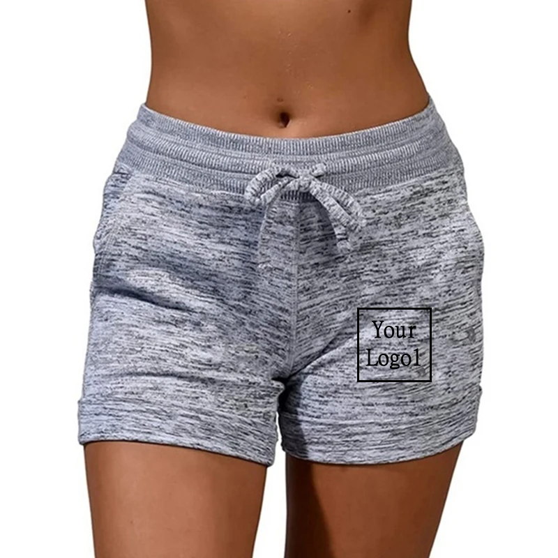 Sommer benutzer definierte Logo Mädchen Frauen mehrfarbige Yoga-Shorts Damen Baumwolle weich gemütlich elastisch dünn Patchwork Shorts Größe