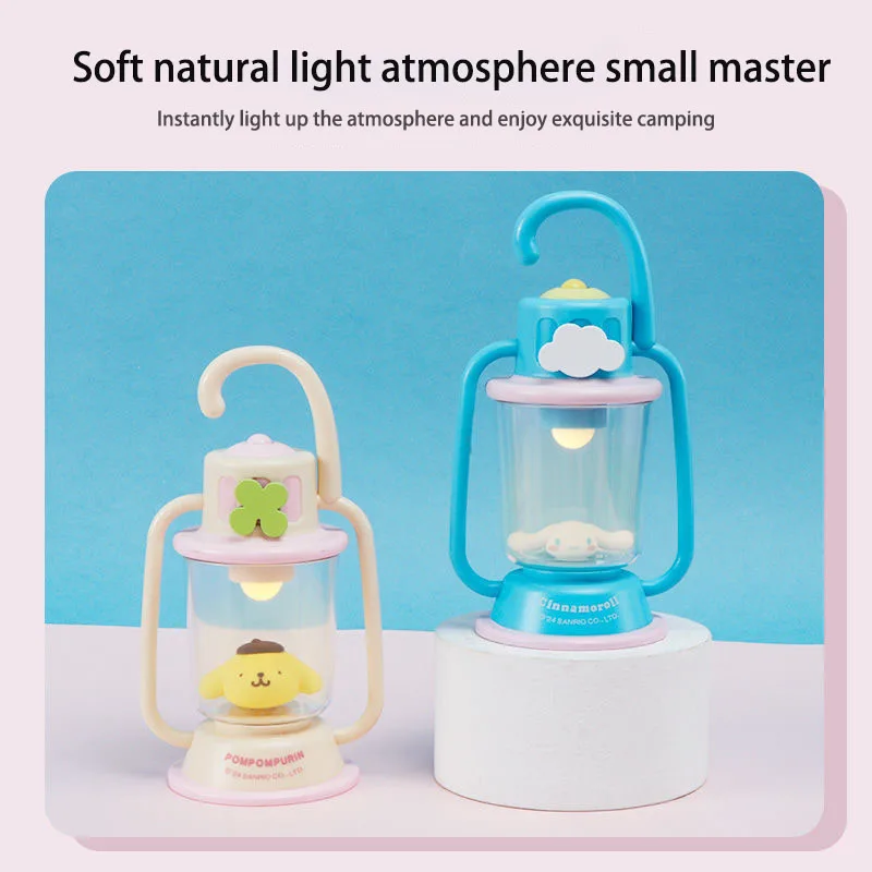 Miniso Genuine Sanrio Hoshino Camping Led Night Light Lamp Decor Christmas Portable Nightlight Bed Light Cute Illumination Gifts