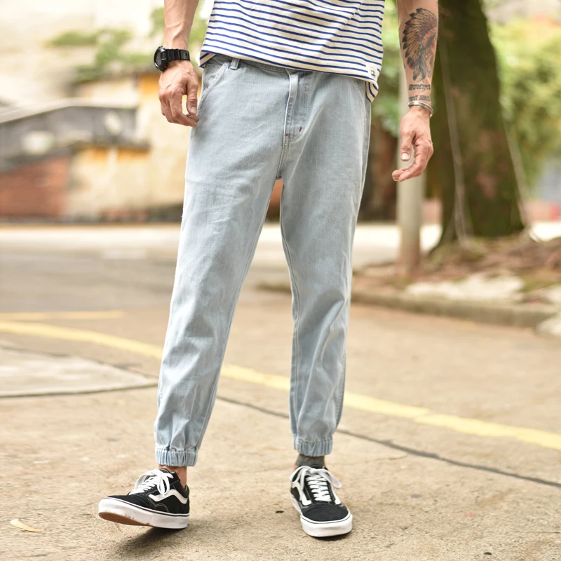 

New Summer Men's Denim Jeans Cuffed Nine Point Casual Pants Loose Fit Trousers Youth Sle Autumn Collection