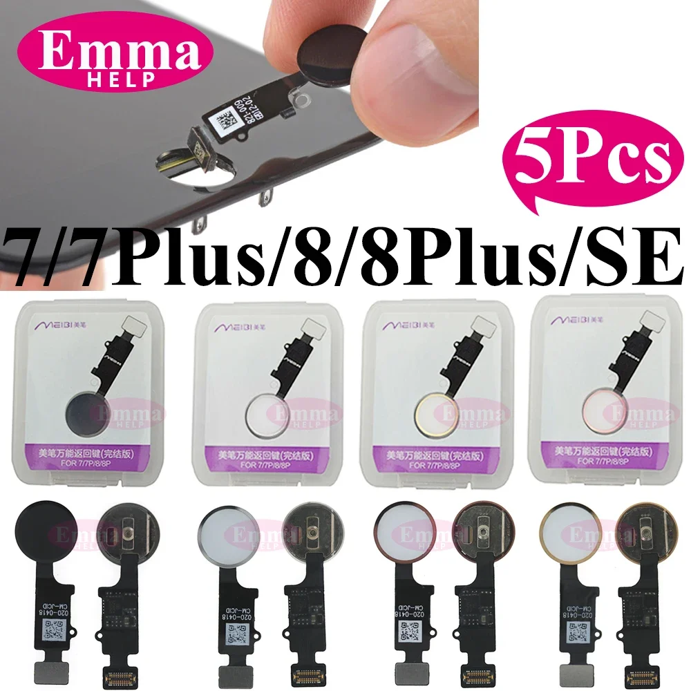 EmmaHelp 5pcs Home Button Flex Cable for iPhone 7 8 Plus SE 6 6S Menu Universal Return ALL Fuction No Fingerprint Mix color