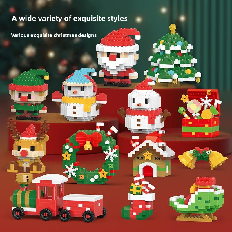 Christmas Gifts Building Block Series Santa Claus Reindeer Puzzle Assembly Bricks Table Decoration Toys for Child Chrismas Gift