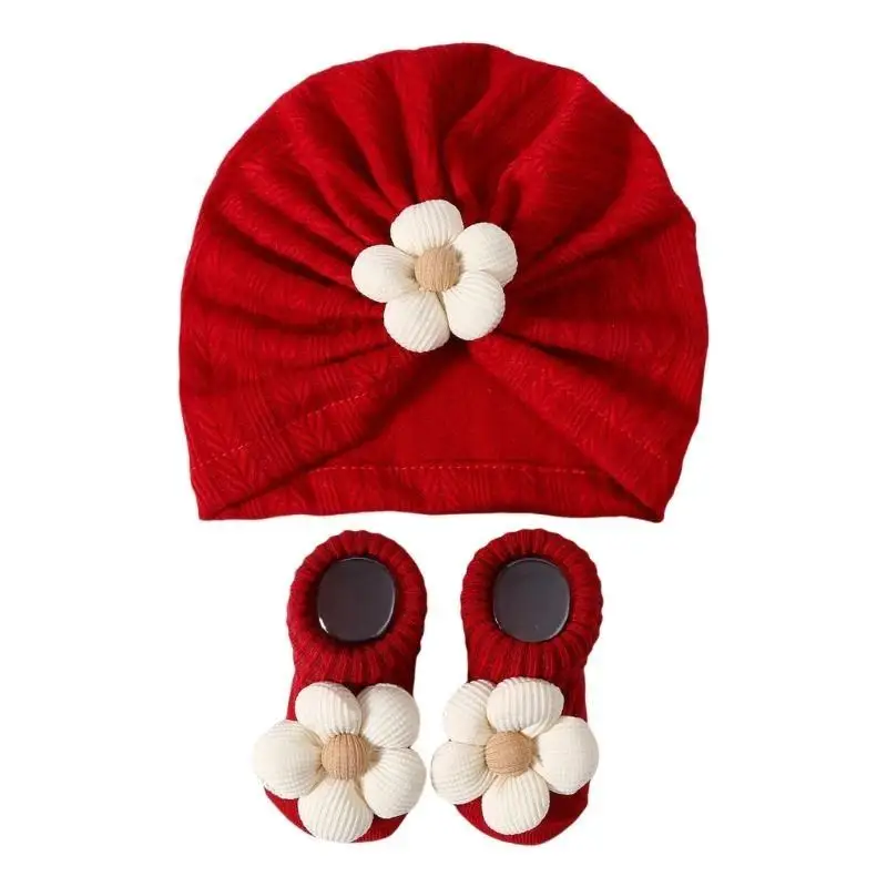 U13F Upgrades Knitted Baby Hat & Socks Set Infant Warm Hat & Socks set for 0 to 12 Months Ensures Warmth for Various Outfits