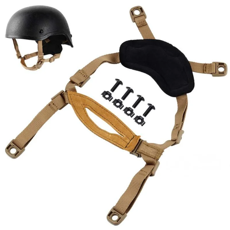 FMA Tactical Airsoft Helmet Suspension System  4 Points Chin Strap for FAST MICH IBH Helmet TB956 BK/DE