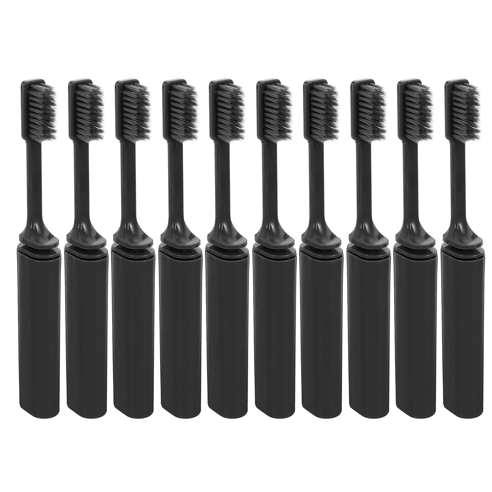 

10Pcs Folding Travel Toothbrush Set Dustproof Compact Design for Sensitive Gums Gray Style Ideal for on-The-Go Hygiene Needs