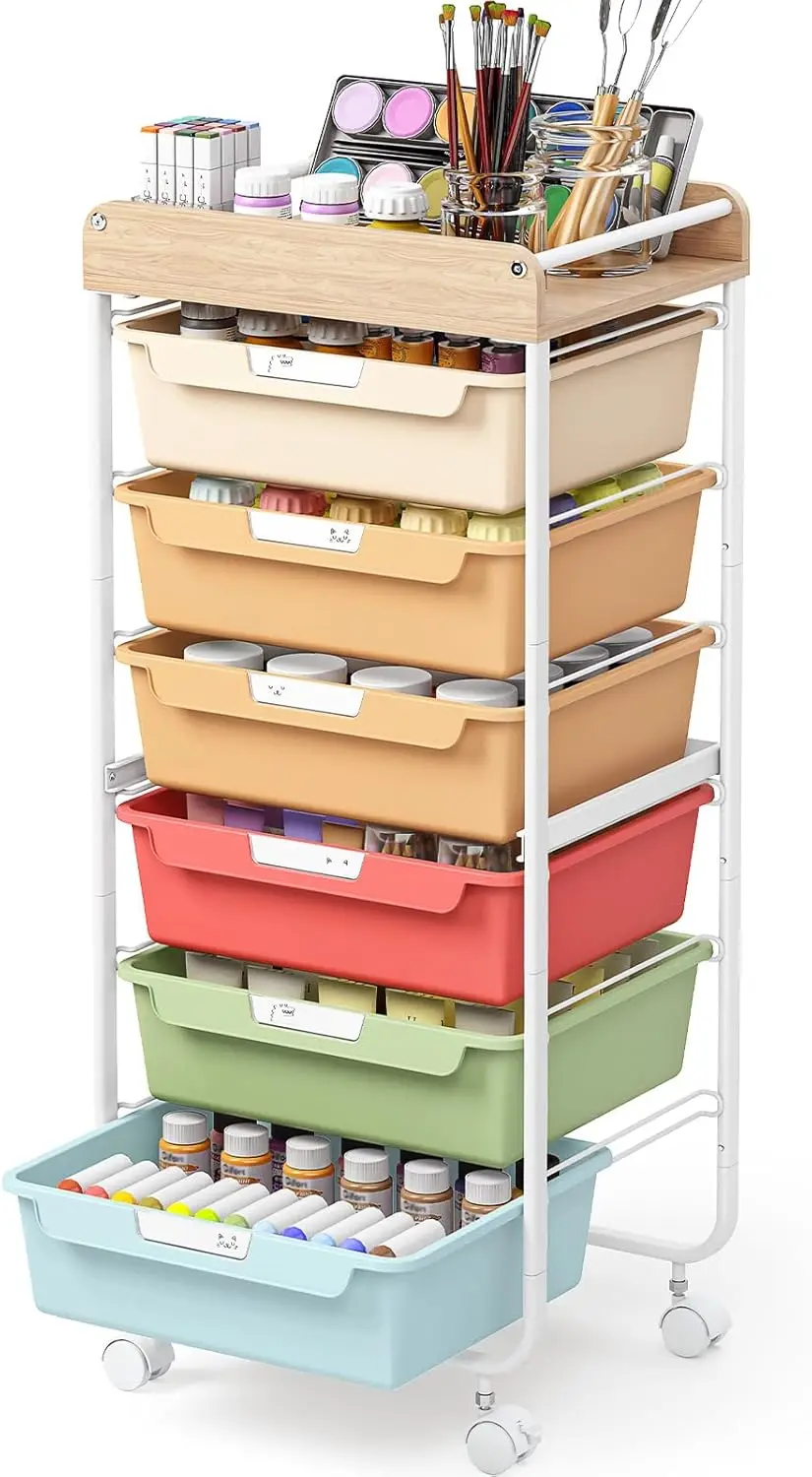 

Art Supply Craft Organizer,Sewing Makeup Organizer and Storage（Dark Tangerine Watermelon- 6-Drawers）