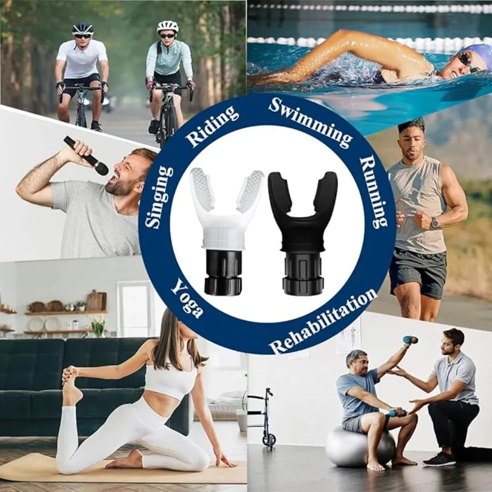 Tragbares Atemtrainingsgerät mit Einstellbarem Widerstand Silikon-Mundstück zur Verbesserung der Lungenkapazität Fitness-Atemübungsgerät – Detail 6