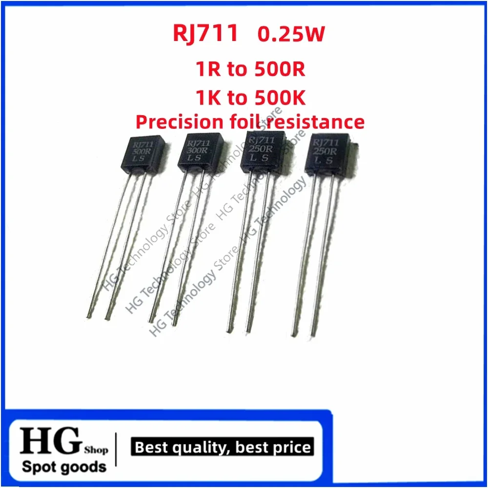 RJ711 0.25W Metal foil high precision low temperature bleaching precision resistor 0.25W 1R to 500R 1K to 500K 5PPM euro 0.01%