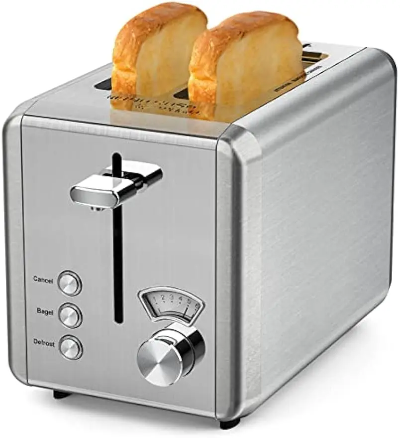 Toaster 2 slice Stainless Steel Toasters with Bagel, Cancel, Defrost Function, 1.5in Wide Slot, 6 Shade Settings