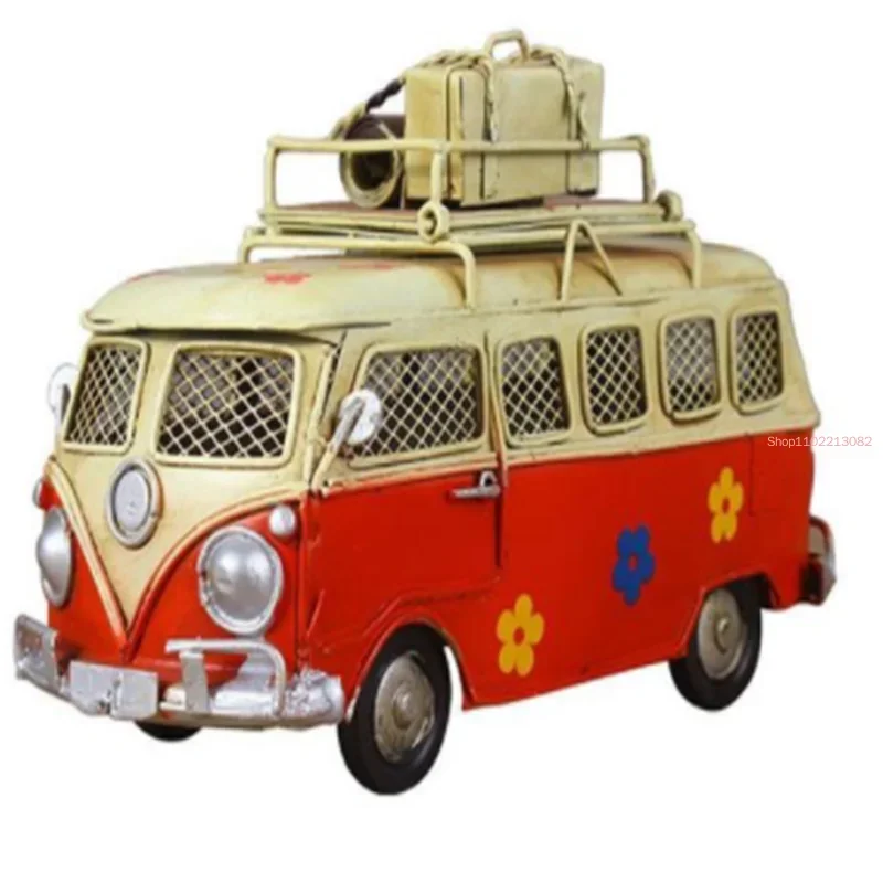 Creative Iron Piggy Bank Home Vintage Bus Shape Coin Box Nostalgic Childhood Memory Metal Kids Art Gift Children's Room Decor