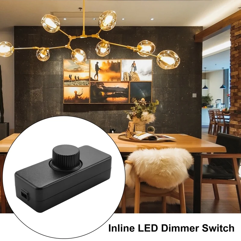 Inline LED Dimmer Switch, Built-In Rotary ON/OFF And Knob Control Dimmer For Dimmable 3-100W LED/Incandescent