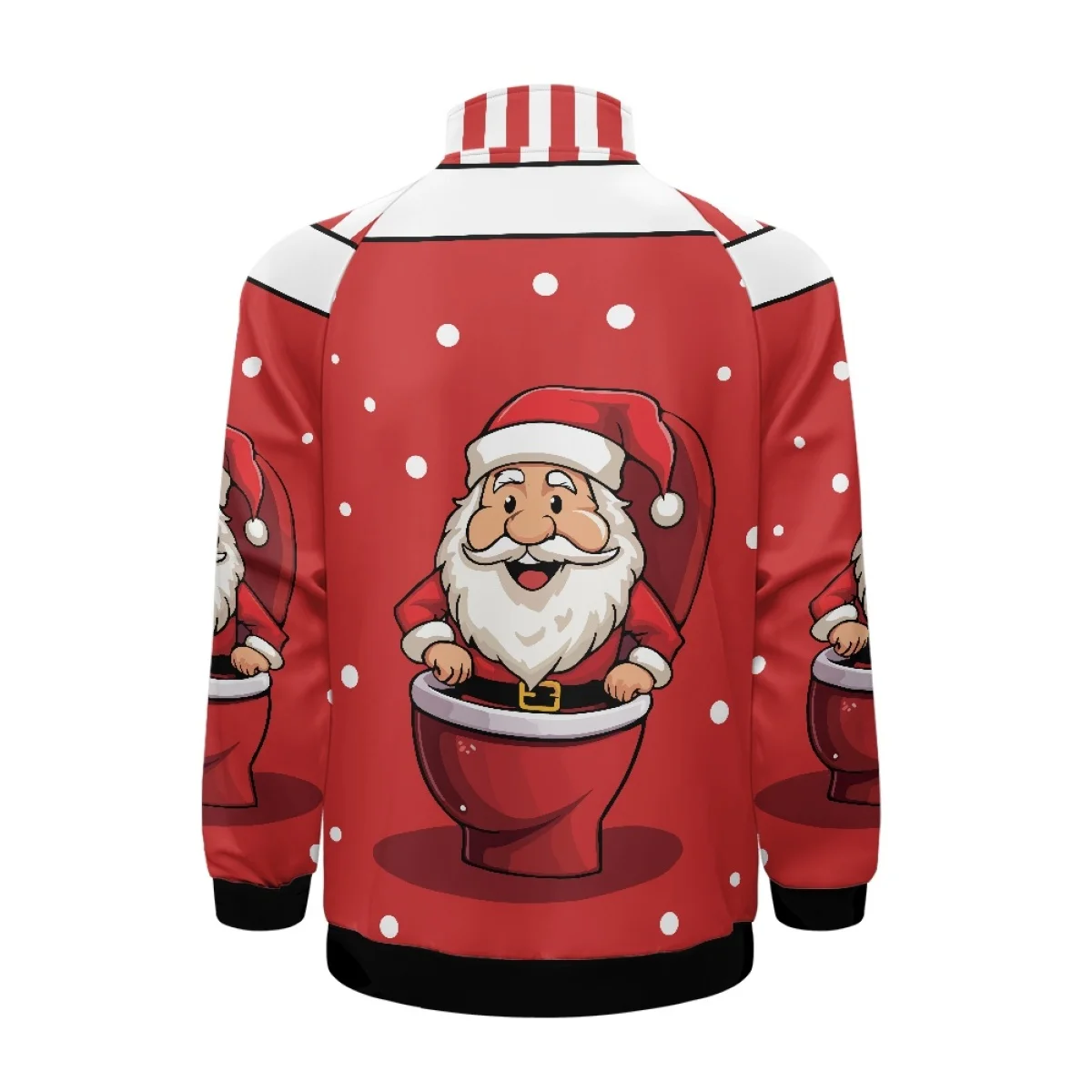 Noisydesigns Happy New Year Santa Claus Men's Stand Collar Raglan Sweatshirt Jacket Merry Christmas Red Zipper Tops Outerwear