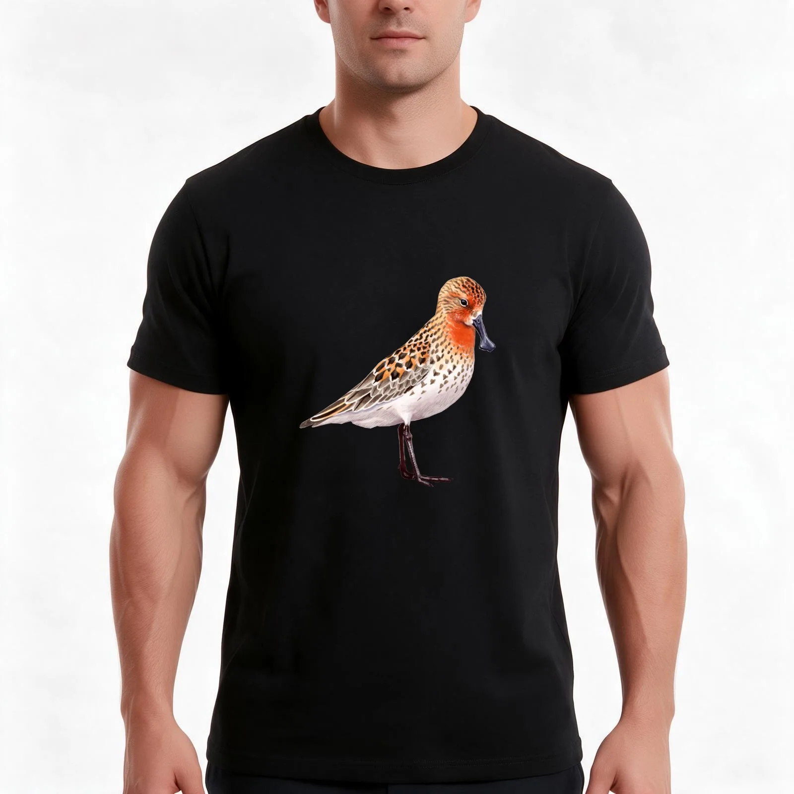 Spoon-billed Sandpiper T-Shirt, Summer Casual Cotton Tee, Oversized Streetwear Tops, Vintage Graphic Print, Unisex Men Women