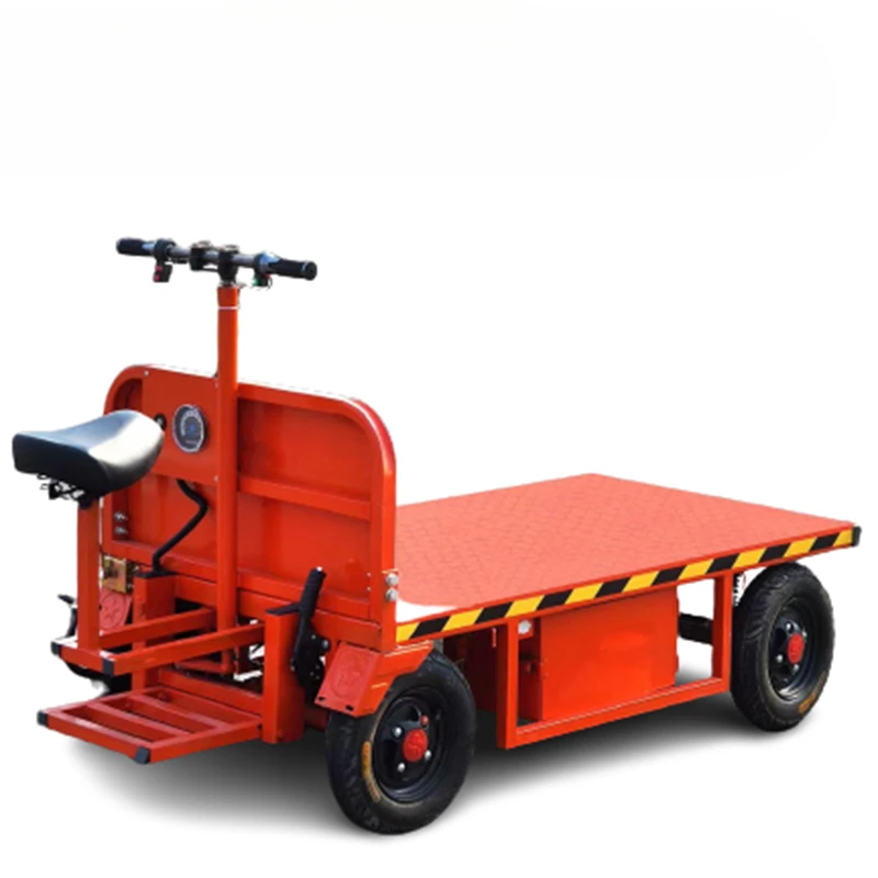 500KG Electric Flatbed Trolley Four-wheel Small Electric Handling Trolley for Warehouse Construction Sites