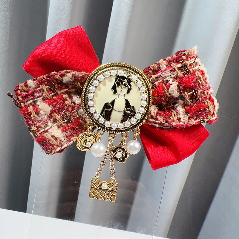 الرجعية النسيج القوس دبابيس للنساء الفرنسية Bowknot قميص طوق دبابيس الديكور الملابس الأنيقة الإكسسوارات هدايا مجوهرات الأزياء