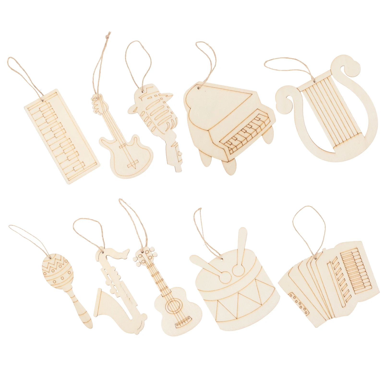 

1 set Children Graffiti Pendants Diy Wood Crafts Music Instrument Unfinished Wooden Cutouts Wall Ornaments Bedroom Decor