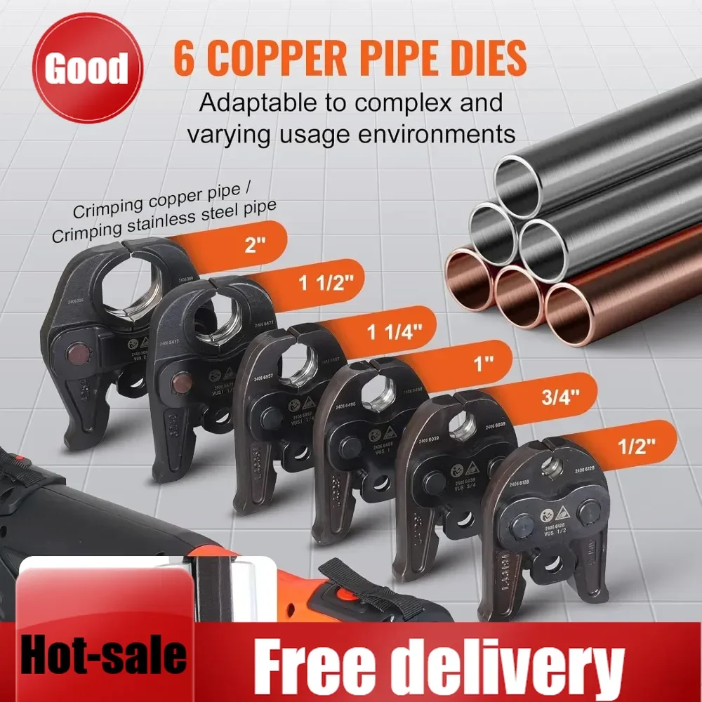 

Набор электрических инструментов для обжима труб ProPress 18В для медных труб диаметром от 1/2 до 2 дюймов