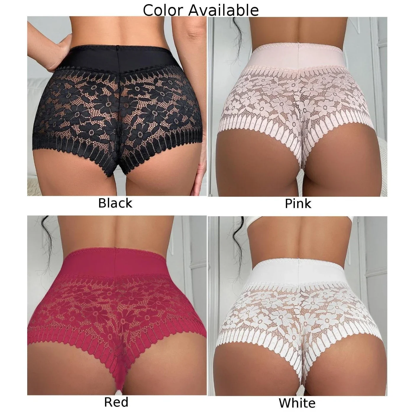 New Women Sexy Hollow See Through Panties Shorts High Rise Breathable Underwear Lingerie Traceless Ladies Briefs