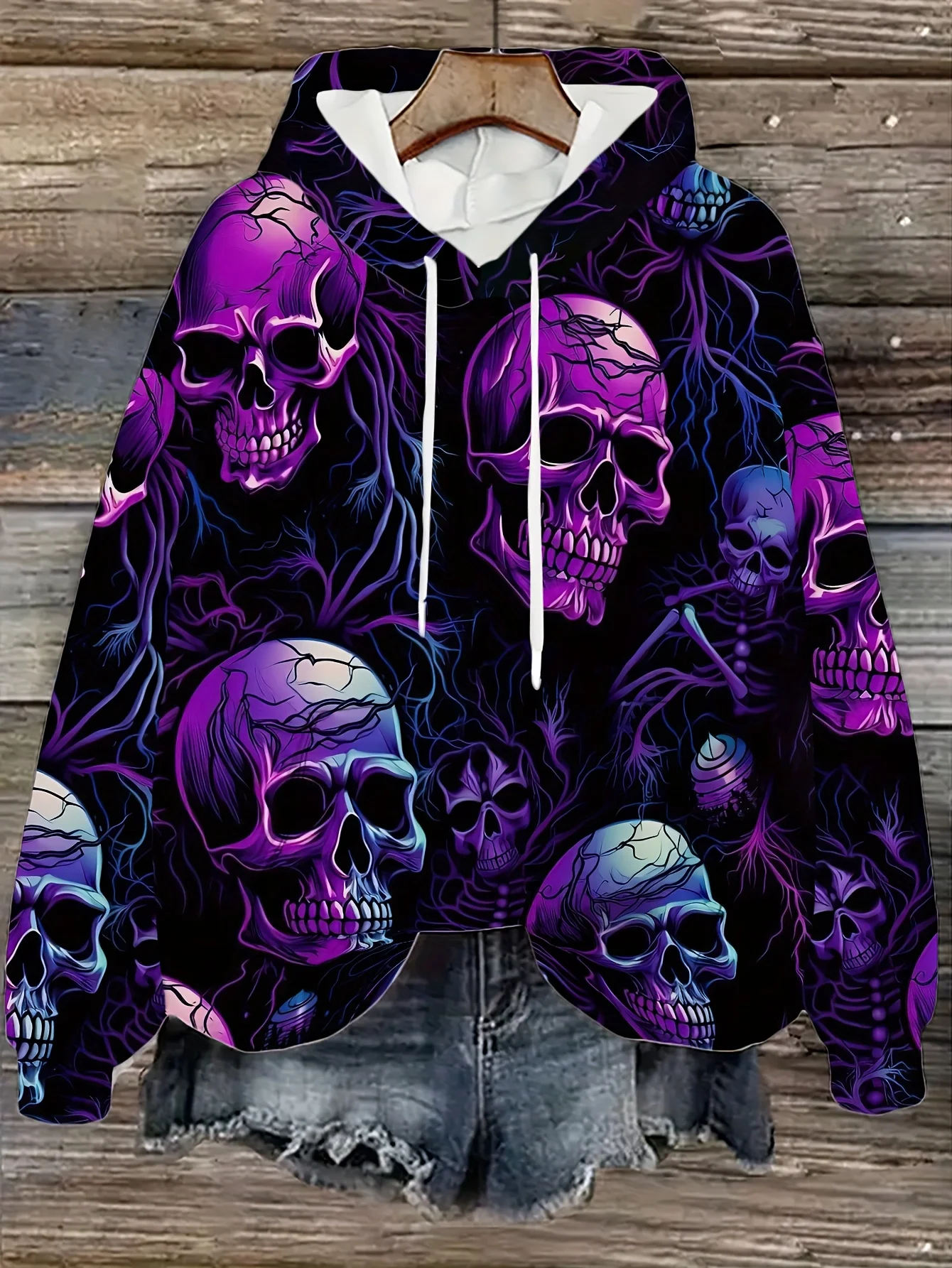

Halloween Skull Pattern 3D Print Hoodies Women Casual Hooded Sweatshirts Street Pullover Y2K Tops Tracksuit Unisex Coat Clothing