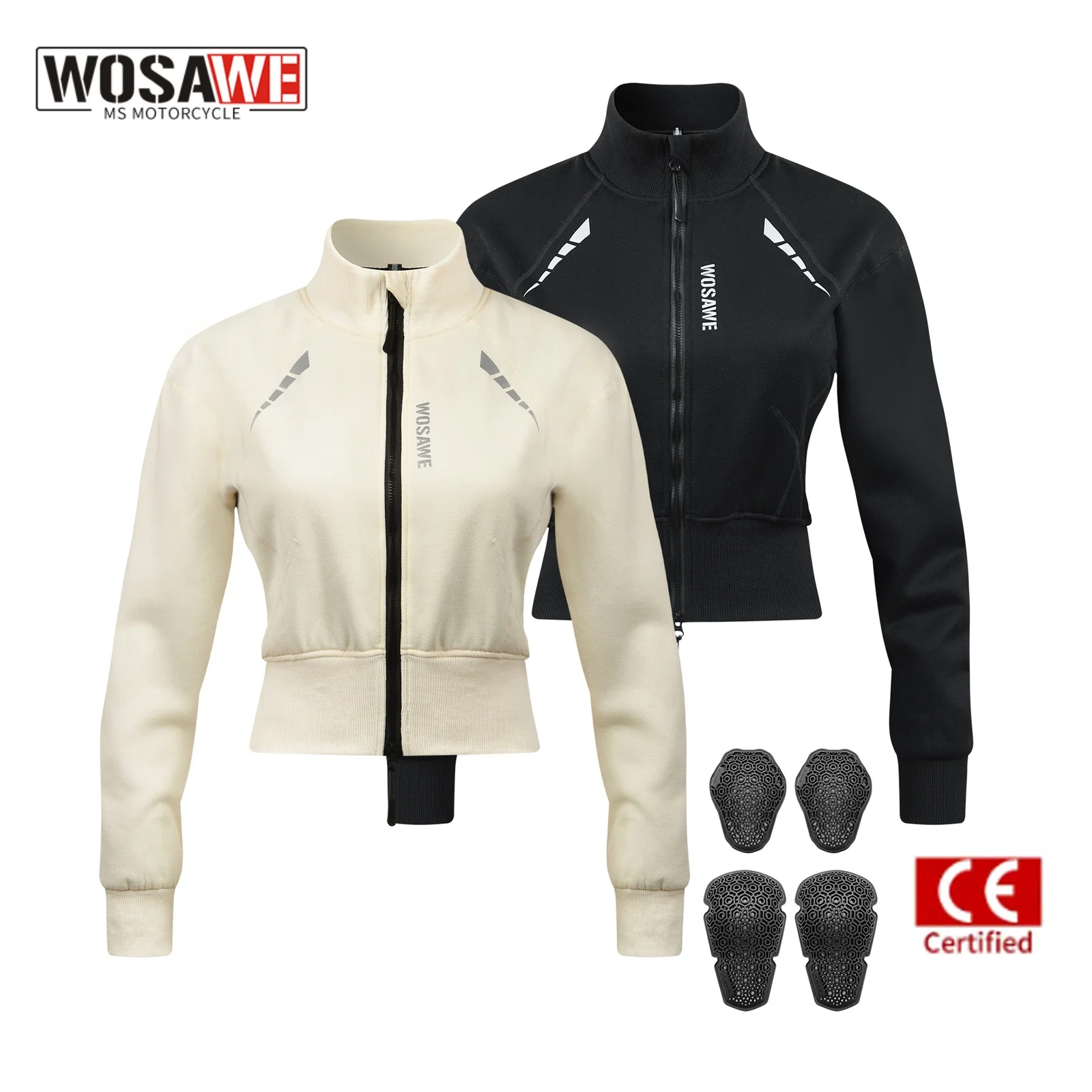 

WOSAWE Winter New Motorcycle Riding Jacket Women Motocross Jacket Lady Moto Reflective Thermal Clothing 4pcs Protective Gear