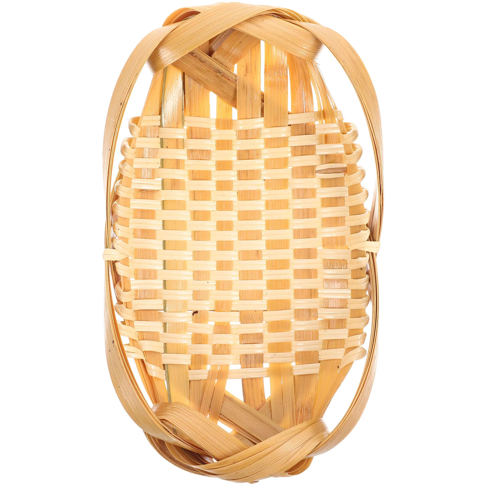 

Bamboo Woven Storage Basket Rustic Design Fruit Snack Bread Basket Multipurpose Food Holder Desktop Organizer