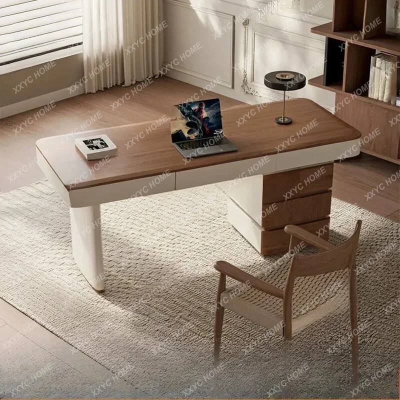 Medieval style study desk, advanced sense workbench, solid wood large board computer deskTJ