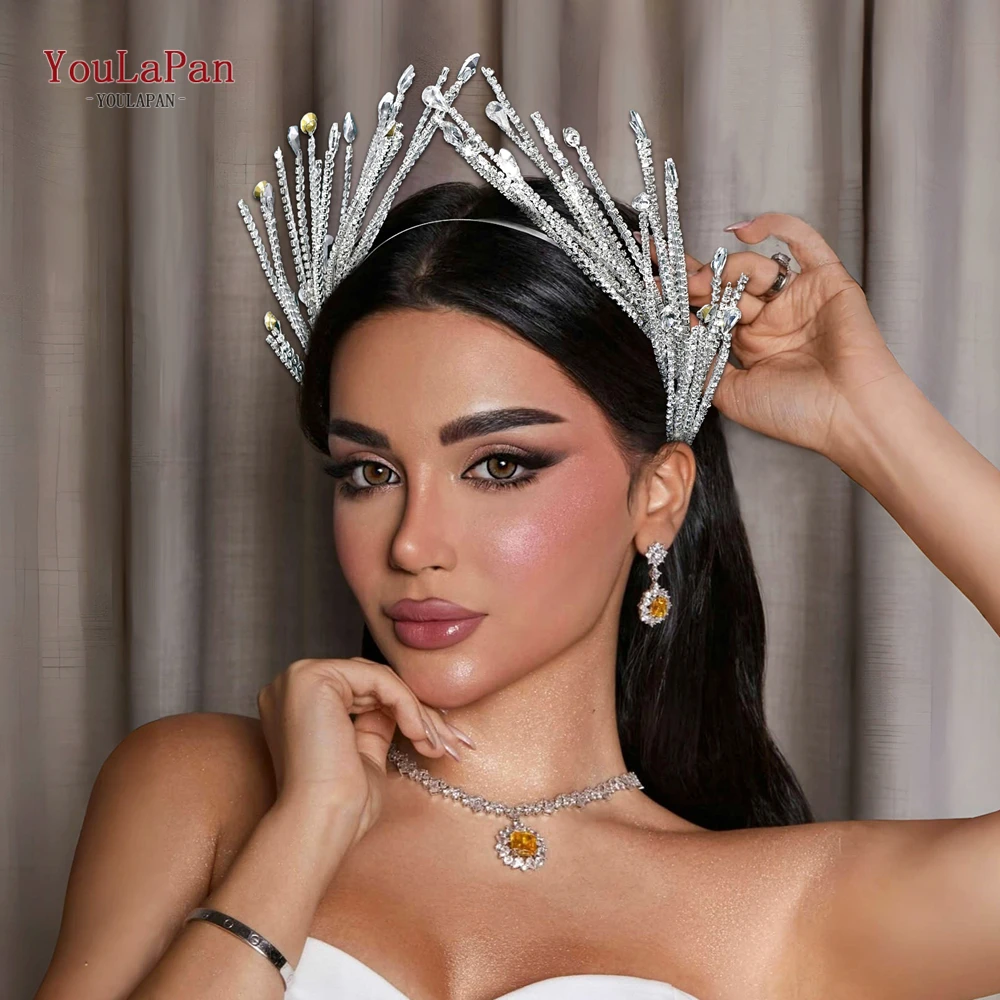 

YouLaPan Bride Rhinestone Hair Hoop Bridal Tiara Wedding Hair Band Vintage Hair Accessories Banquet Party Crown Headband HP849