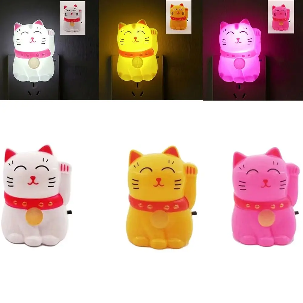 With Switch Maneki Neko lamp Cute Plug-In LED Maneki Neko Night Light Fortune Cat Energy-saving Sleep